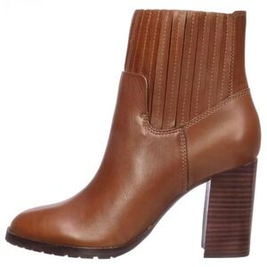 Aerosoles Leather Boots Womens Size 7 in Rich Brown Block Heel NEW